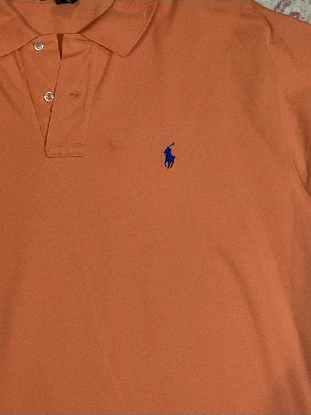 Ralph Lauren Coral Polo with Blue Pony Embroidery
